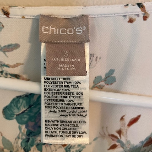 Chicos blouse womens sz 3 (16-18) white floral butterflies tie front boho fairy - Picture 6 of 10